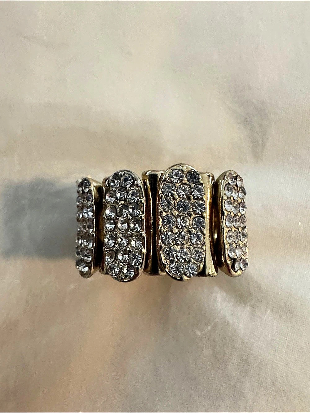 Gold Tone Crystal/Rhinestone Statement Ring Like New